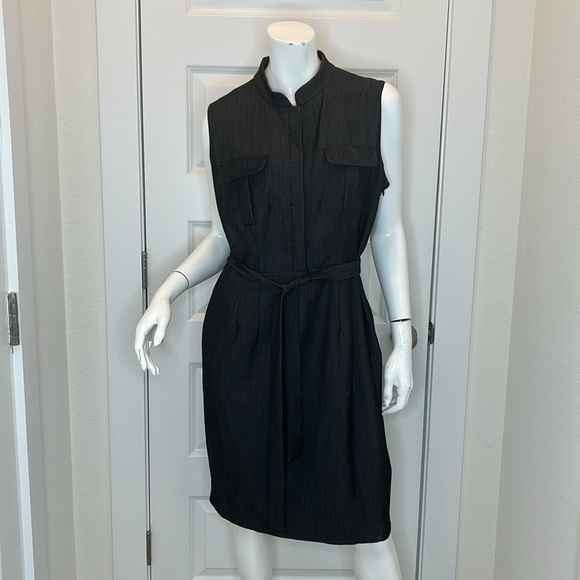 Calvin Klein woman’s sleeveless button front belted denim dress size 10 - Picture 9 of 11